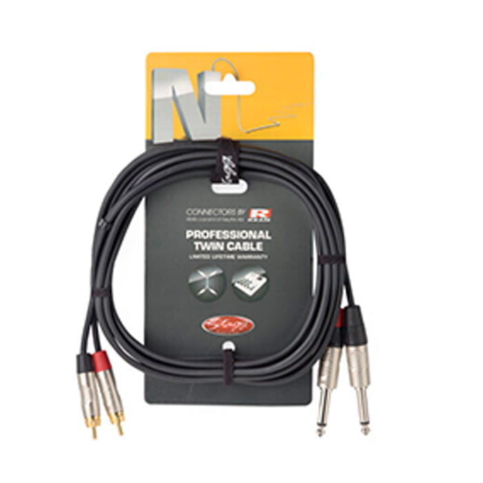 Stagg 6M/20FT Twin Cable PLG-RCAm DLX