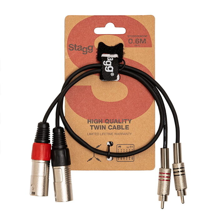Stagg 60CM/2FT Twin Cable RCAm-XLRm