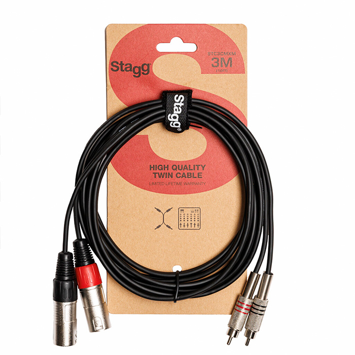 Stagg 3M/10FT Twin Cable RCAm-XLRm