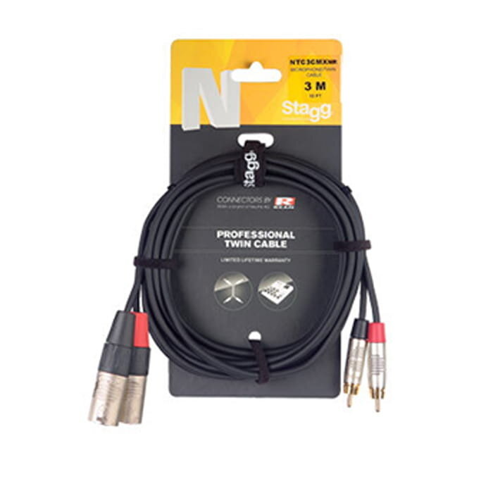 Stagg Stagg 3M/10FT Twin Cable RCAm-XLRm DLX