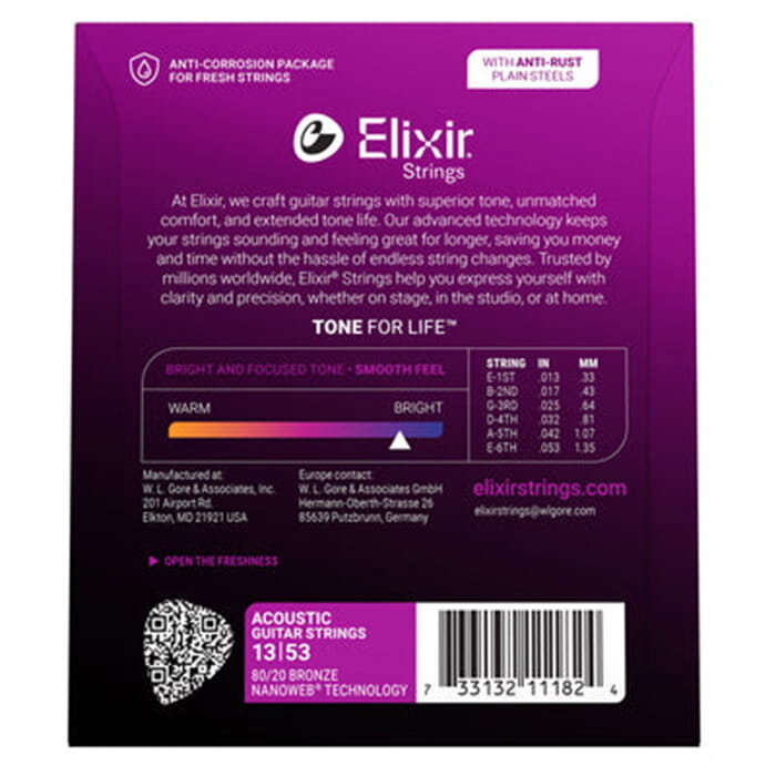Elixir Elixir (3 Pack 16102) Ac Nanoweb Phos Bronze Medium 13-56