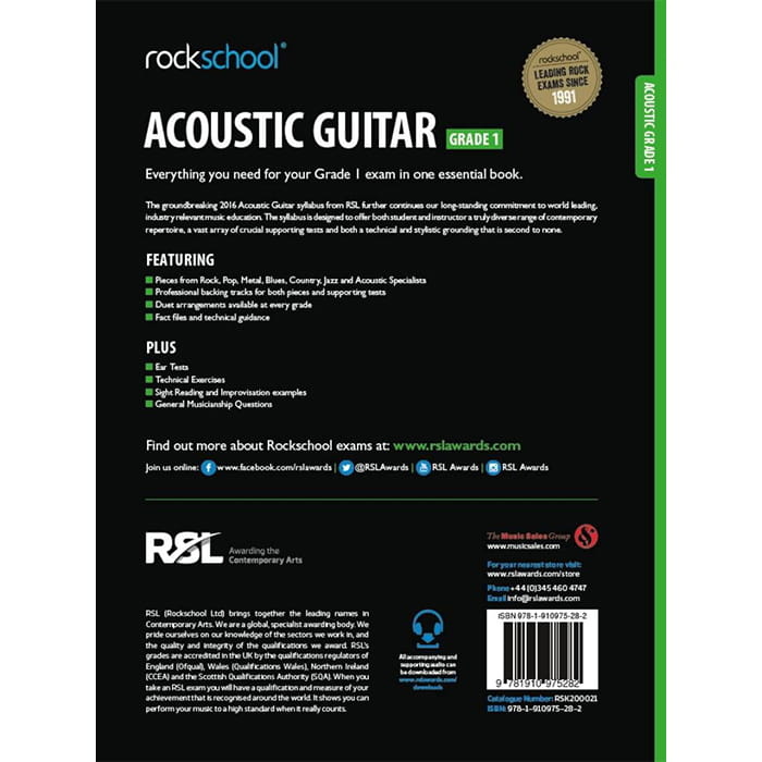 Rockschool Acoustic Guitar Grade 1 2016 Gtr Book
