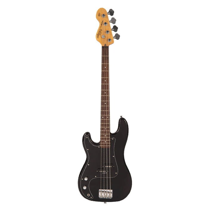 Vintage V40 Coaster Series Left Handed Bass Guitar - Gloss Black