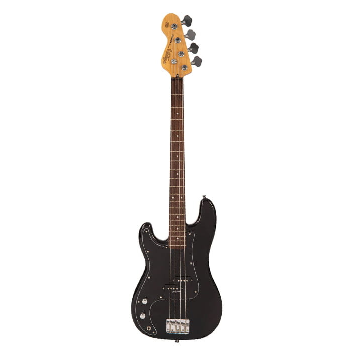 Vintage V40 Coaster Series Left Handed Bass Guitar - Gloss Black