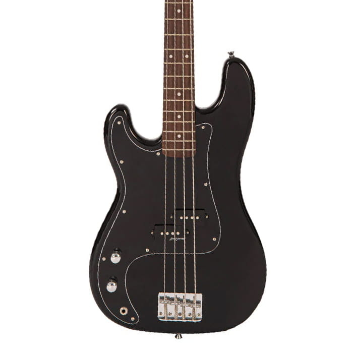 Vintage V40 Coaster Series Left Handed Bass Guitar - Gloss Black