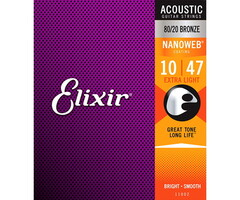 Elixir 11002 Nanoweb Extra Light 80/20 Acoustic Guitar String