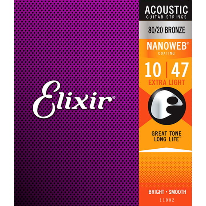 Elixir 11002 Nanoweb Extra Light 80/20 Acoustic Guitar String