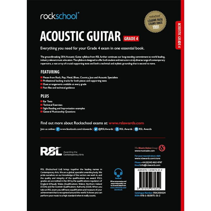 Rockschool Acoustic Guitar Grade 4 2016 GTR Book