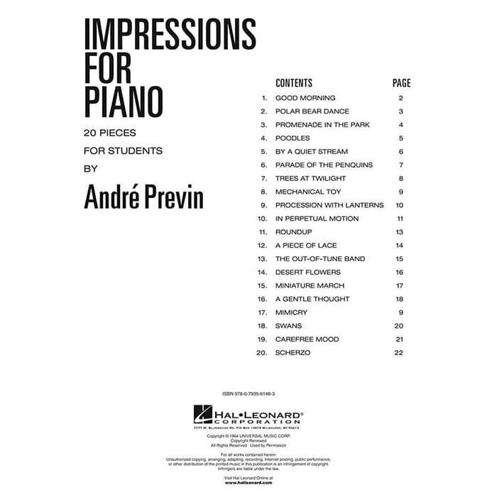 Andre Previn Impressions For Piano