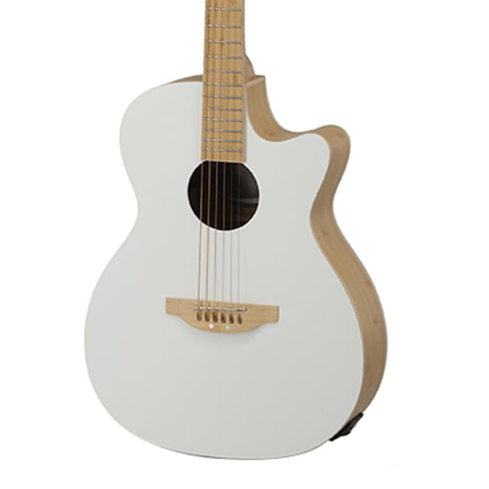 Applause Acoustic Guitar Jump Bamboo OM Cut Electro White Top