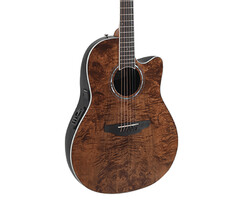 Ovation Celebrity Trad PL Guitar CS24P-NBM-G Mid-Cutaway, Nutmeg Burled Map
