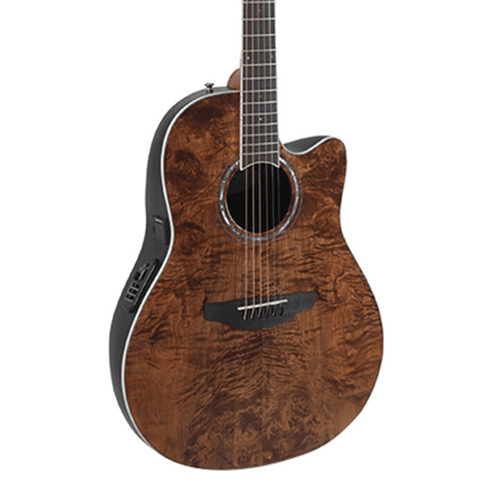 Ovation Celebrity Trad PL Guitar CS24P-NBM-G Mid-Cutaway, Nutmeg Burled Map