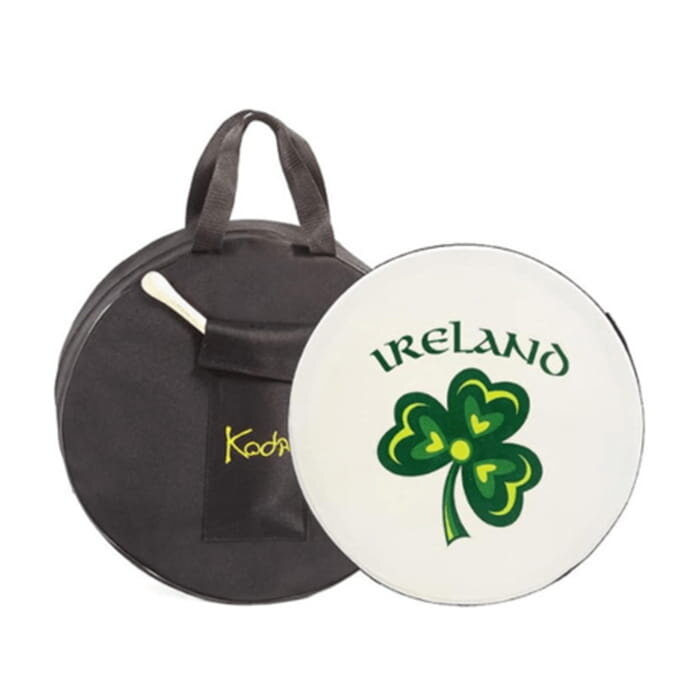 Koda Bodhran  16" X 4" Black - Ireland Shamrock With Bag & Beater