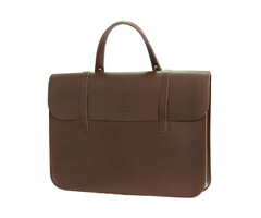Montford Leather Music Case Embossed Logo - Brown