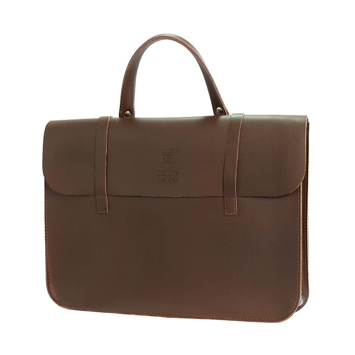 Montford Leather Music Case  Embossed Logo - Brown