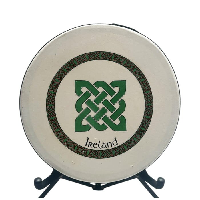Koda Bodhran  14" X 3" Black - Green Square Celtic Knot With Bag & Beater