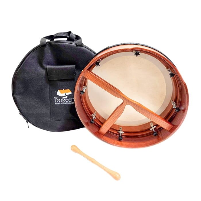Boreen 16"x4" Tuneable Bodhran, Red Cedar Silver Tuners with Bag & Beater