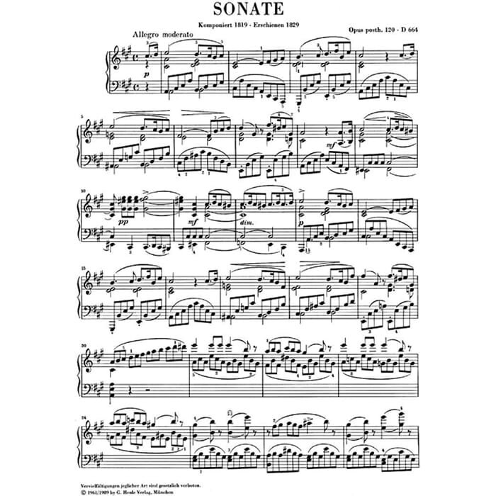 Schubert: Piano Sonata A Major, Op. Post. 120 D 664