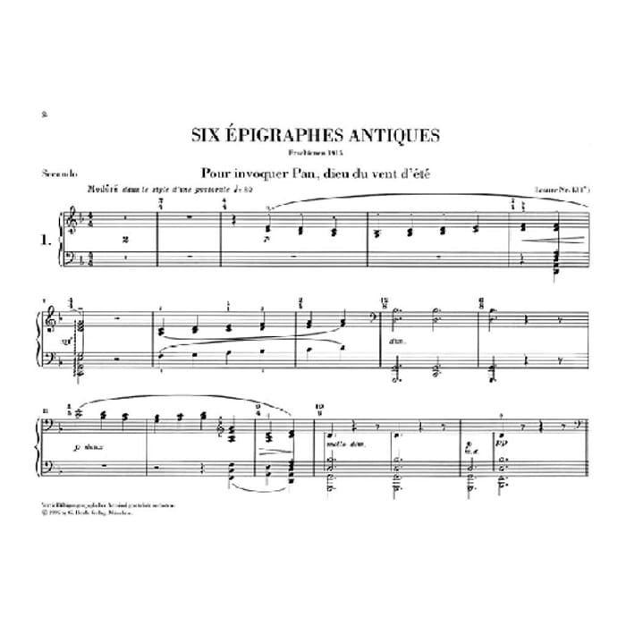 Six Epigraphes Antiques - Piano Duet