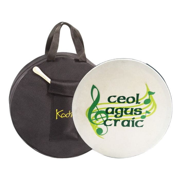 Koda Bodhran  16" X 4" Black - Ceol Agus Craic With Bag & Beater
