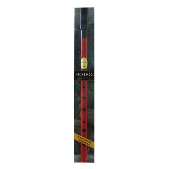 Feadog Red D Whistle, Black Top - PRESENTATION PACK