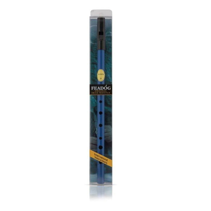 Feadog Blue D Whistle, Black Top - PRESENTATION PACK