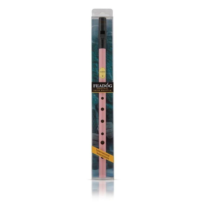 Feadog Pink D Whistle, Black Top - PRESENTATION PACK