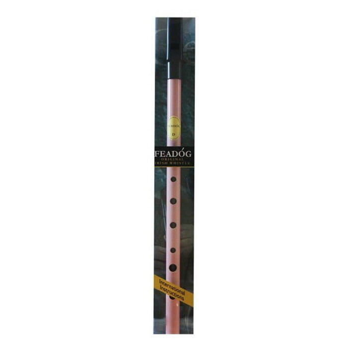 Feadog Pink D Whistle, Black Top - PRESENTATION PACK