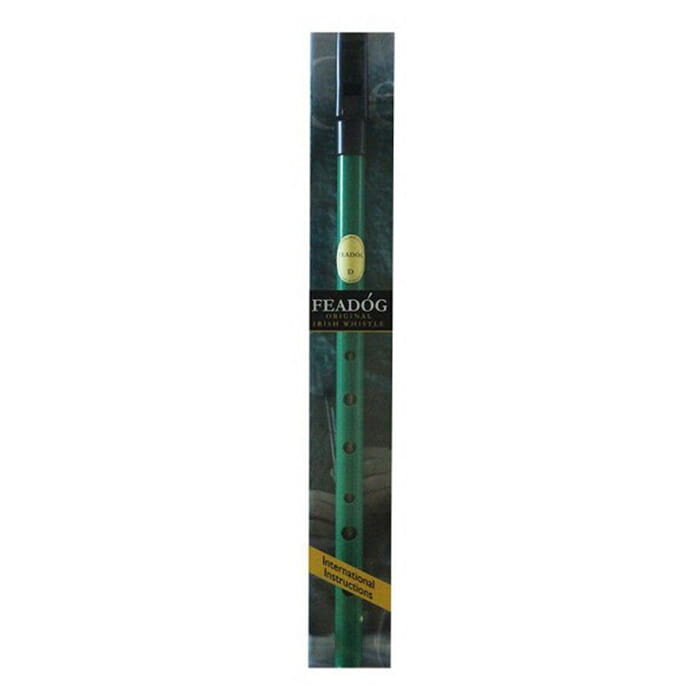 Feadog Green D Whistle, Black Top - PRESENTATION PACK