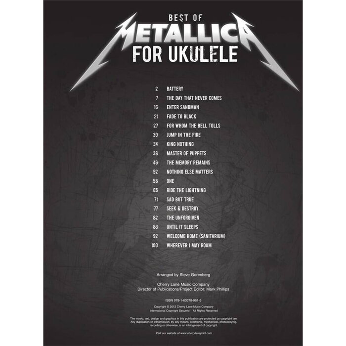 Best Of Metallica For Ukulele
