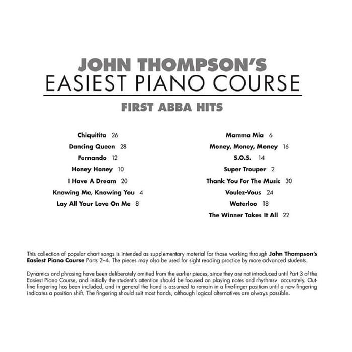 John Thompson’s Easiest Piano Course First Abba Hits