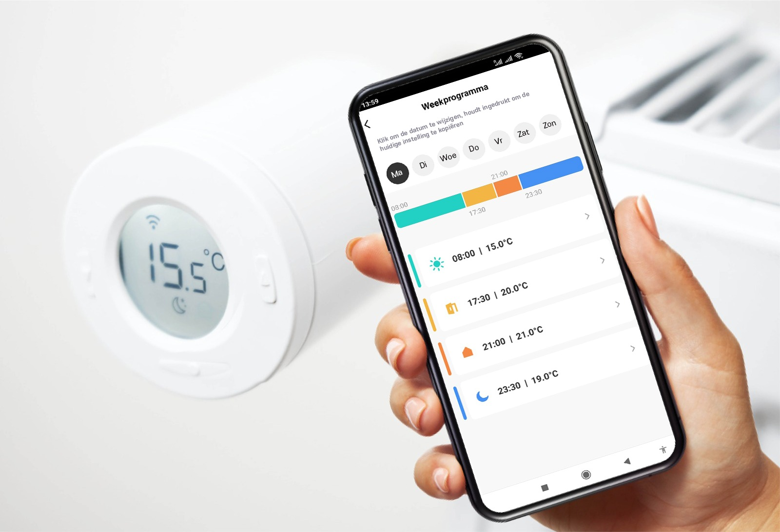 Weekschema slimme thermostaatknop