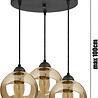 Luxolamp.nl Hanglamp Industrieel voor Eetkamer, Slaapkamer, Woonkamer - Glass Serie - Bollamp 3-lichts excl. lichtbron - Amber - 3 Bol Luxolamp.nl Hanglamp Industrieel voor Eetkamer, Slaapkamer, Woonkamer - Glass Serie - Bollamp 3-lichts excl. lichtbron - Amber - 3 Bol