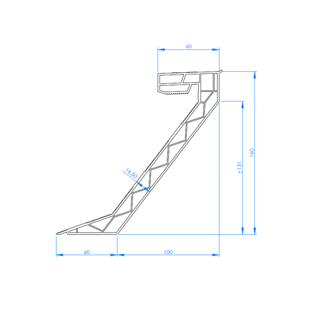 Pvc dakopstand - schuin - 16/20 - vast - 100x150