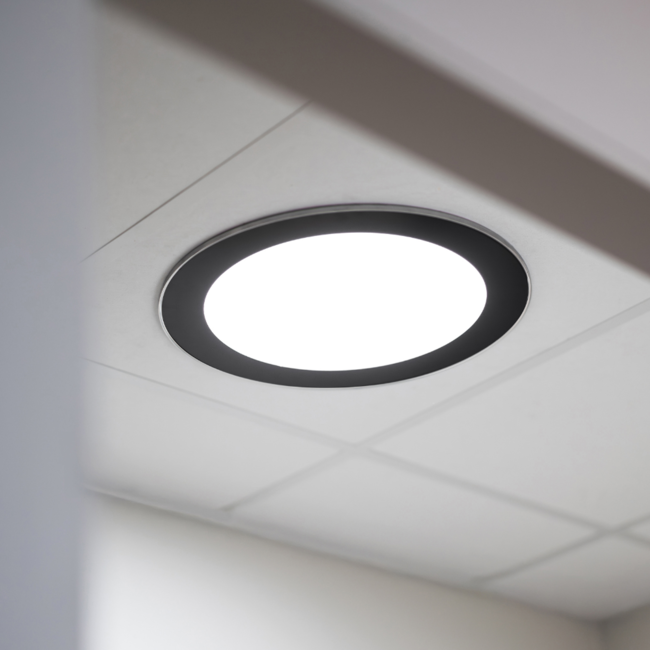 Ø25cm - Plafondplaat rond opbouw zwart - binnenzijde