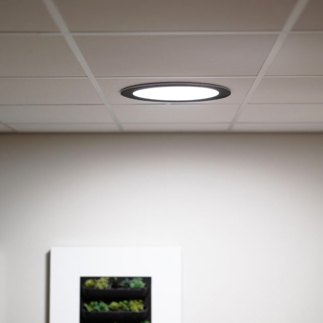 Ø25cm - Plafondplaat rond opbouw zwart - binnenzijde