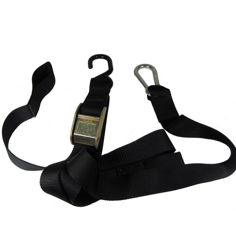TMV Spanngurte 1,5" mit beschichtetem S-Haken (2 Stück) - Schwarz
