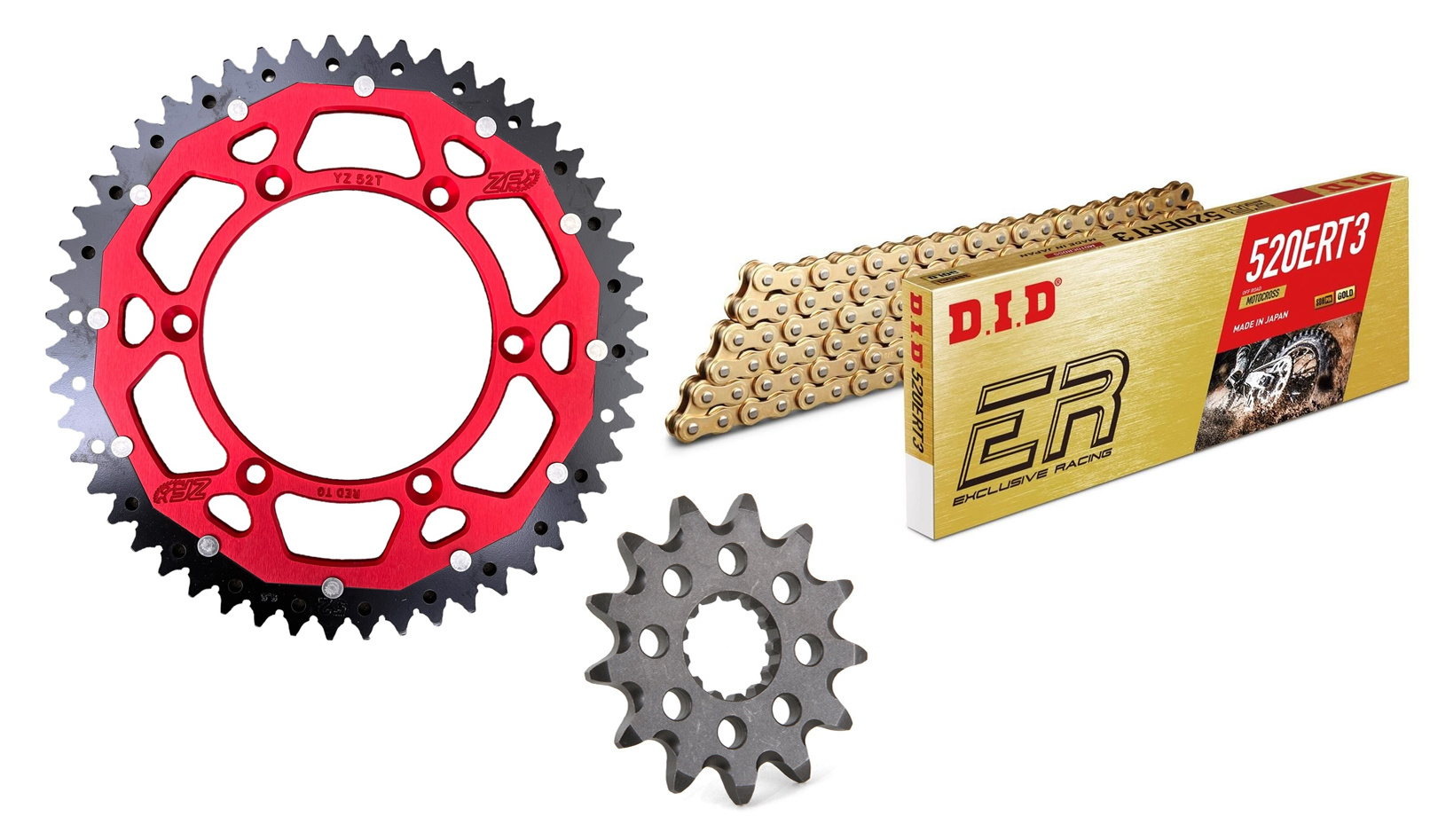 ZF CHAIN / SPROCKET KIT FANTIC / YAMAHA ALU-STEEL RED