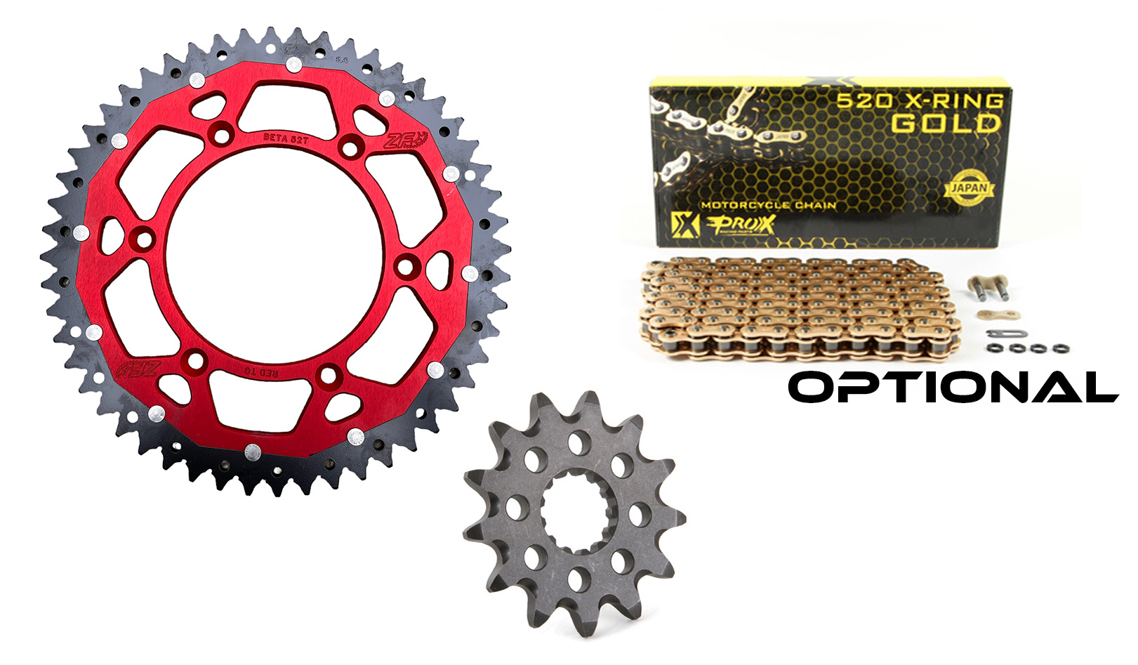 ZF CHAIN / SPROCKET KIT BETA ALU-STEEL RED