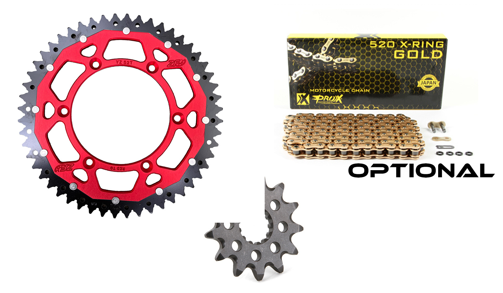 ZF CHAIN / SPROCKET KIT FANTIC / YAMAHA ALU-STEEL RED