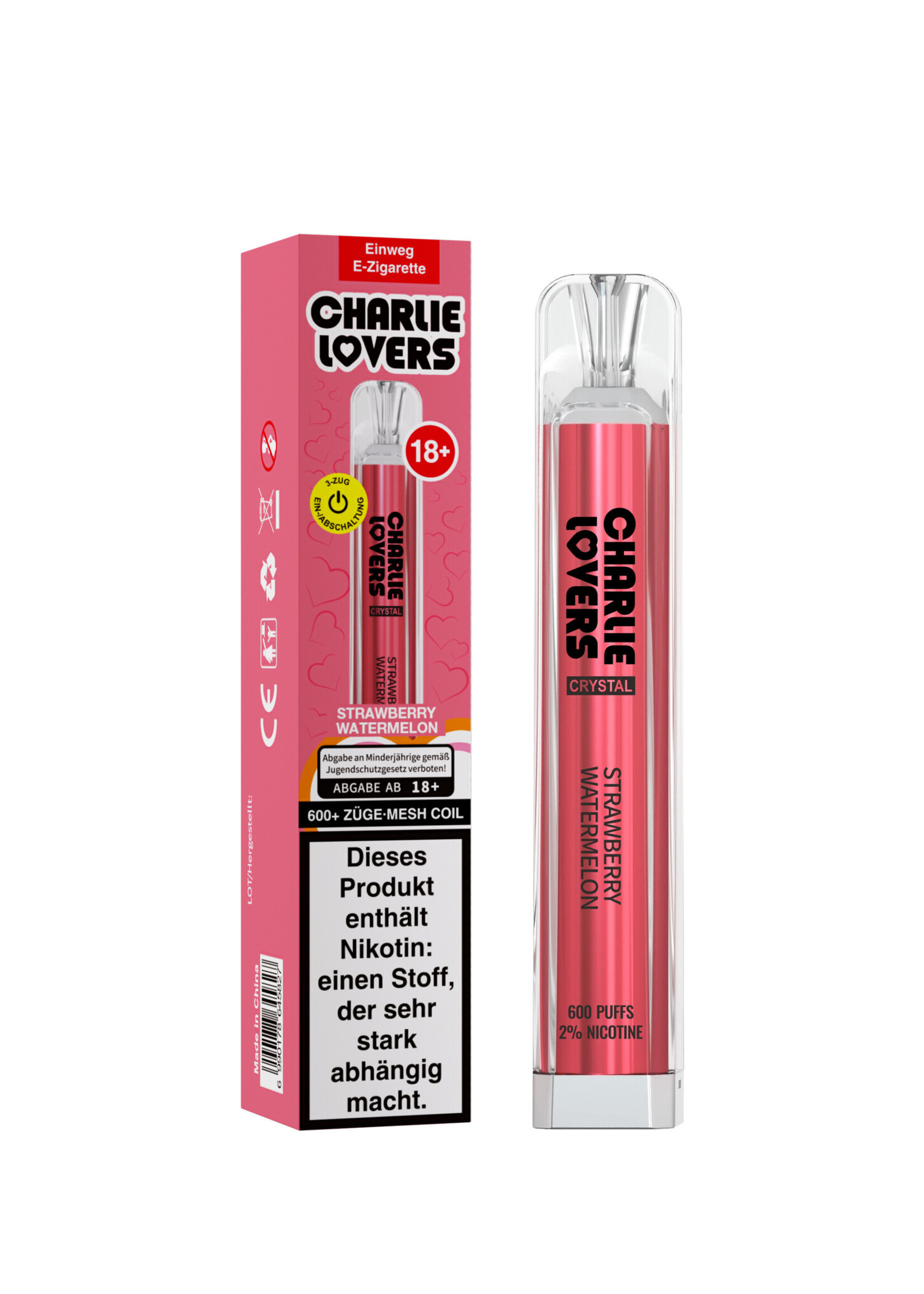 Charlie Lovers Crystal Bar Einweg - Strawberry Watermelon  (Bald verfügbar)