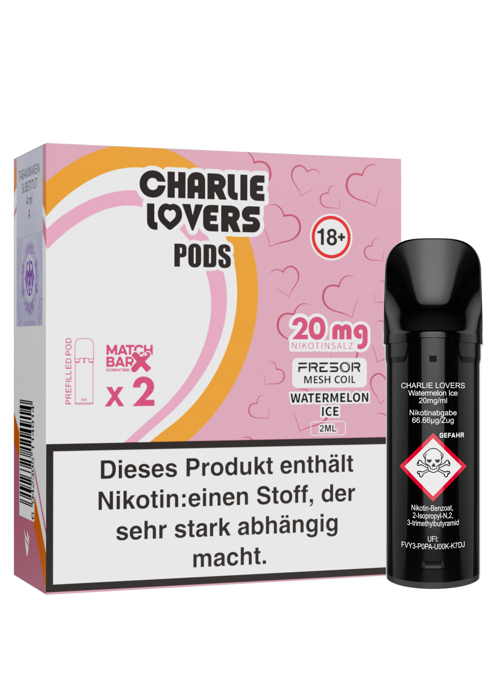Charlie Lovers Pods - WATERMELON ICE - 2St - (Elfa Kompatibel)