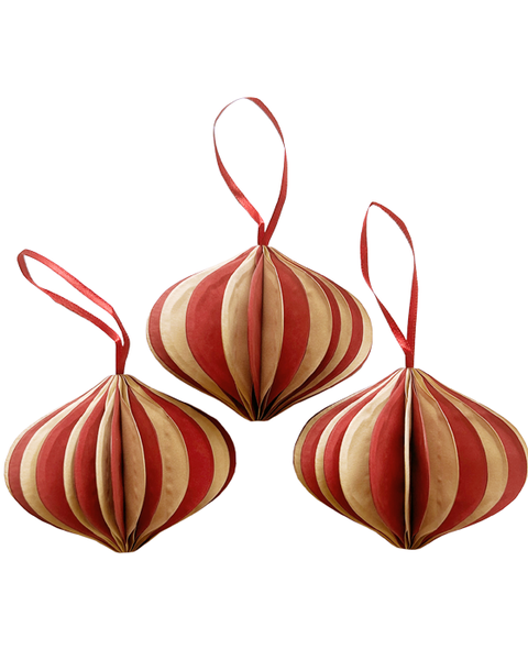 10X 2 COLOURED XMAS RED AND CAMEL PAPER ONION