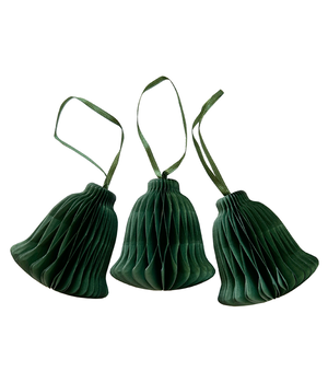 10x PAPER BELL XMAS GREEN