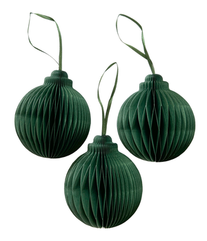 10x PAPER BALL XMAS GREEN