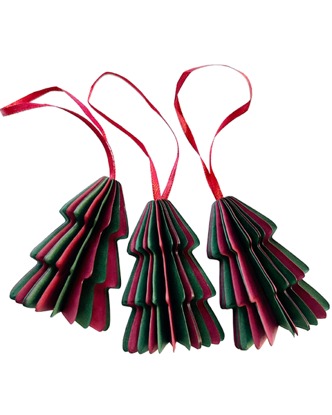 10x 2 COLOURED XMAS RED AND XMAS GREEN PAPER TREE