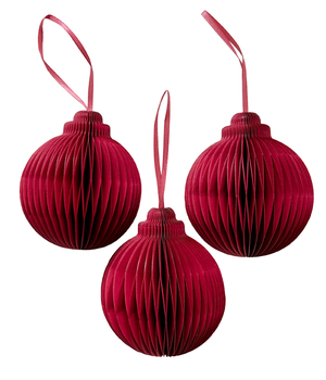 10x PAPER BALL XMAS RED