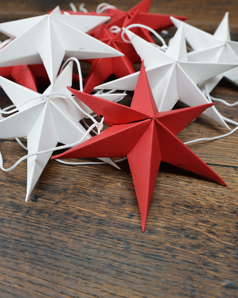 10X 2 RUBY RED MINI PAPER STARS