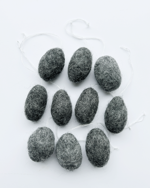 10 FELT EGGS WARM GRAY