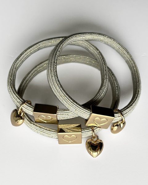 10 HELLGRAU GOLD GLANZENDE ARMBÄNDER HAARGUMMI